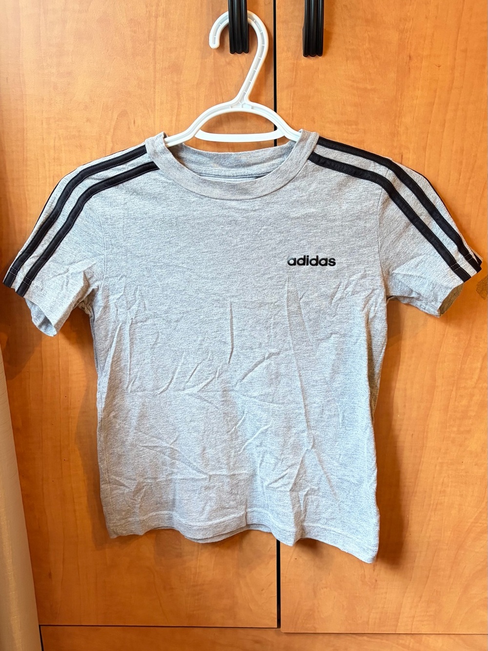 adidas Gray Tee with Black Shoulder Stripes